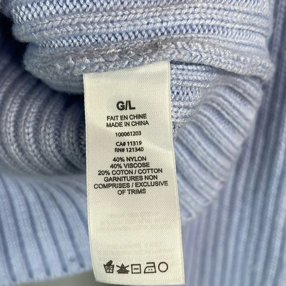 Garage Cropped Zipper Cardigan Kentucky Blue Ribbed Knit V-Neck Long Sleeves L - Picture 7 of 10